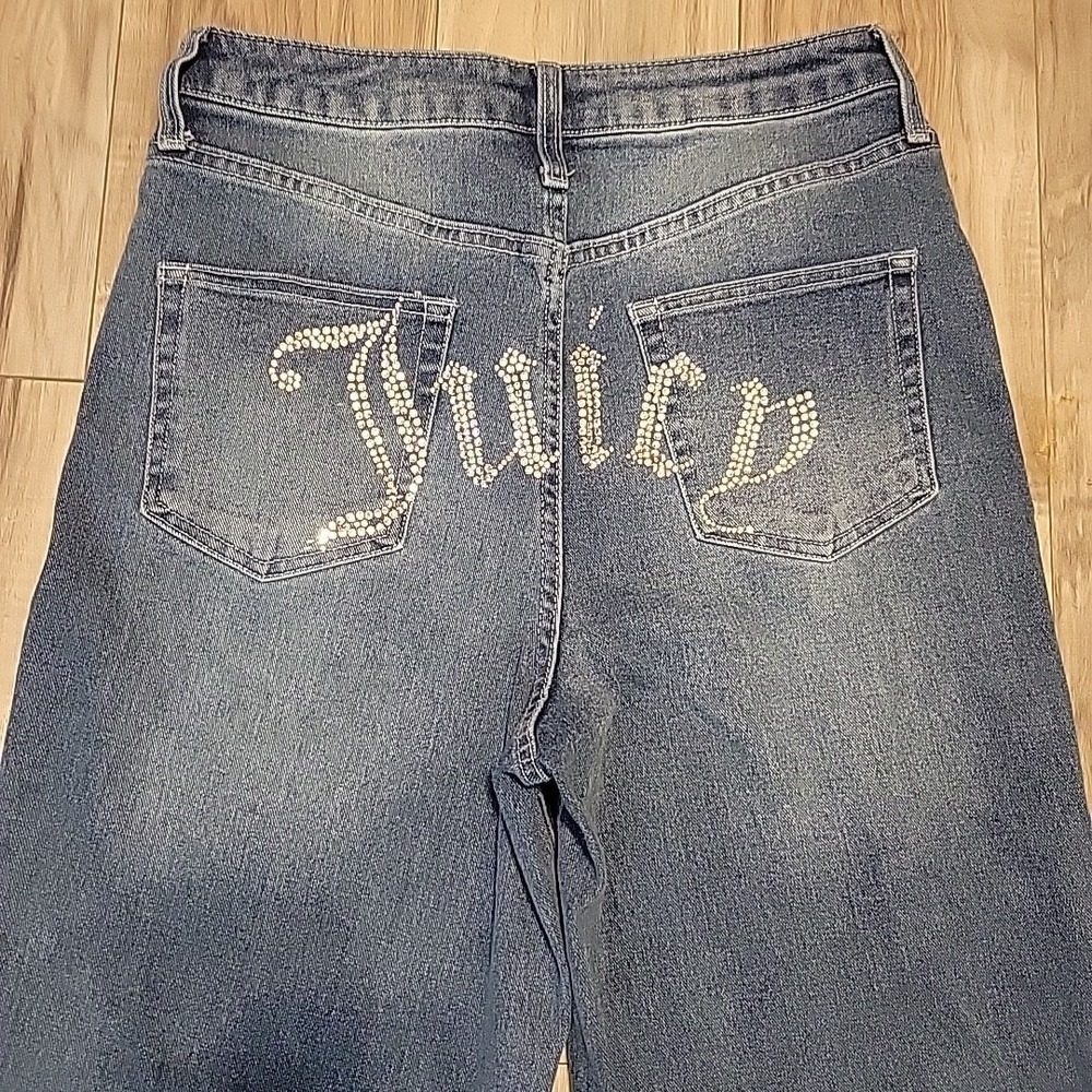 Juicy Couture Lunita Flare Jeans Rhinestone Blue Denim Size‎ 9/29 Y2K